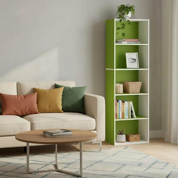 WALPLUS 5-Tier Reversible Color Open Shelf Bookcase , White/Green 11055WH/GR | Luxury Wall Decor for Living Room & Bedroom