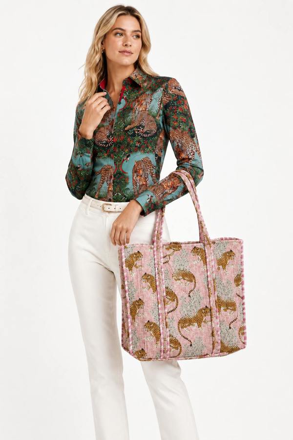 Claudio Lugli Jungle Leopard Quilted Tote Bag