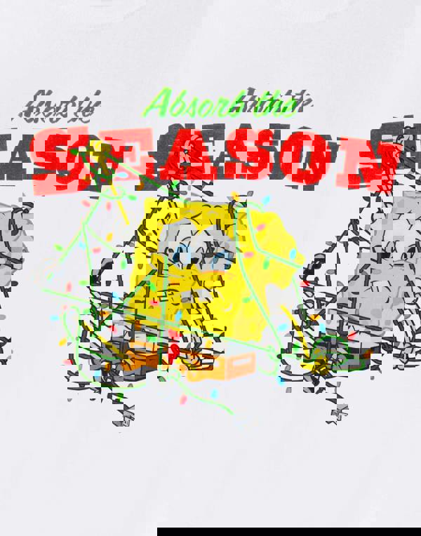 SpongeBob SquarePants Unisex White Absorb the Season Short Sleeved T-Shirt