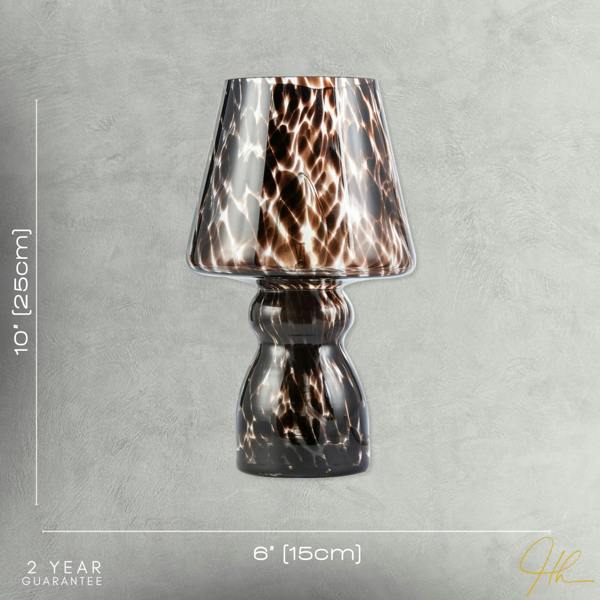 Clear Glass Mushroom Table Lamp with Brown Speckle Snowflake Pattern Image 7