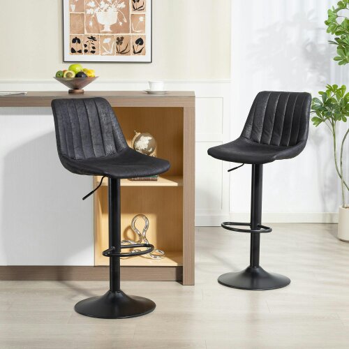 Wyld Haus Nalo Set Of 2 Black Leathaire Upholstered Tub Style Bar Stools