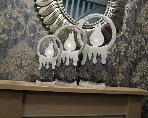 41cm Grey Candle Christmas Lantern with Warm LED Light, Battery Powered Indoor Decoration image 4