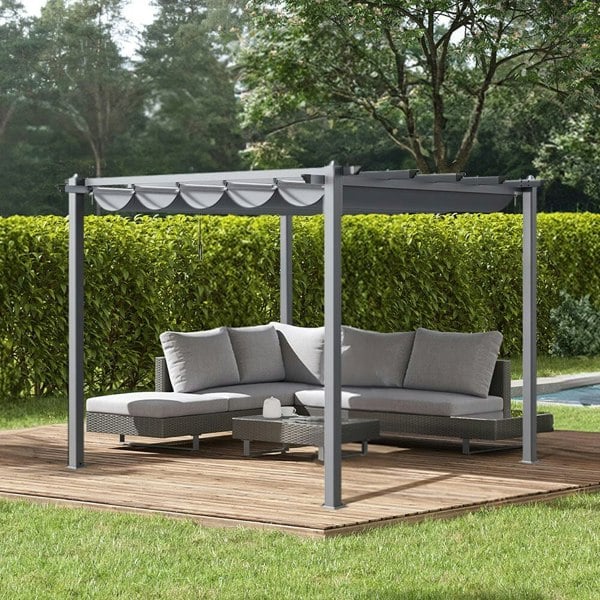 300cm Wide Aluminum Pergola for Patio Deck Outdoor Horizontal Pulling Square Pergolar Canopies & Gazebos Living and Home 