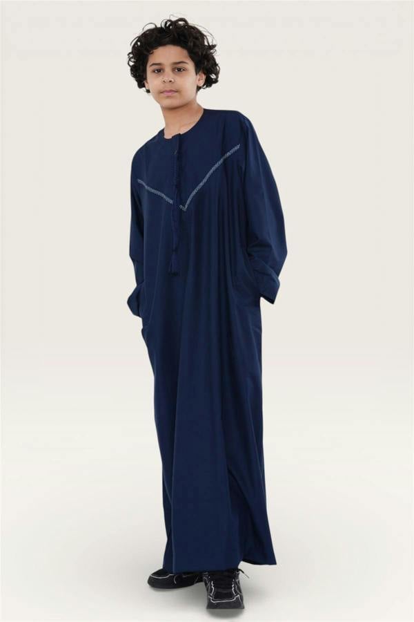 Infinity Leather Kids Boys Moroccan Embroidered Djellaba Islamic Jubba Robe Tassel Ramadan Thobe