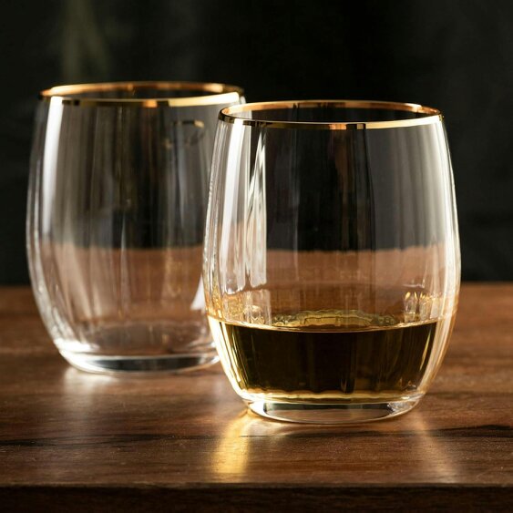 Mirage Gold Crystal Whisky Tumblers - Set of 2