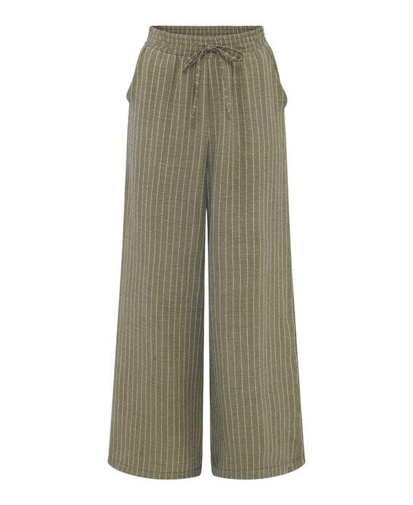 Needs No Label Khaki Stripe Wide Leg Trousers