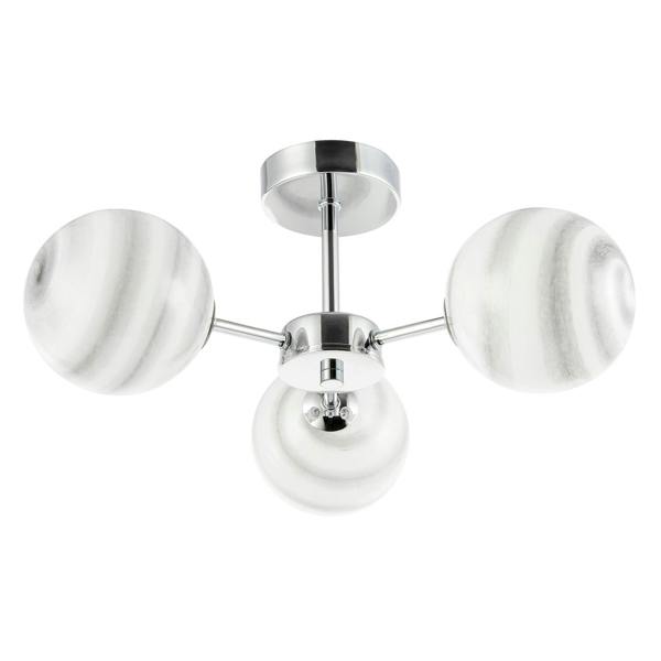 Designer Polished Chrome Ceiling Light with Grey Marble Glass Shades Image 4