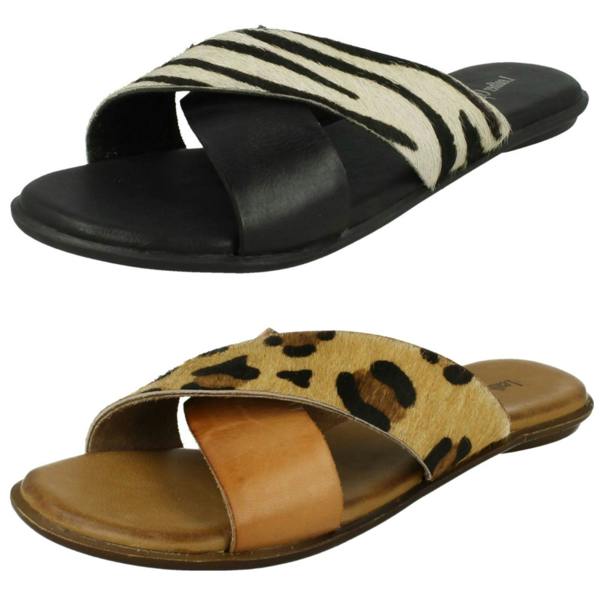 Leather Collection Ladies Leather Collection X Strap Vamp Sandals
