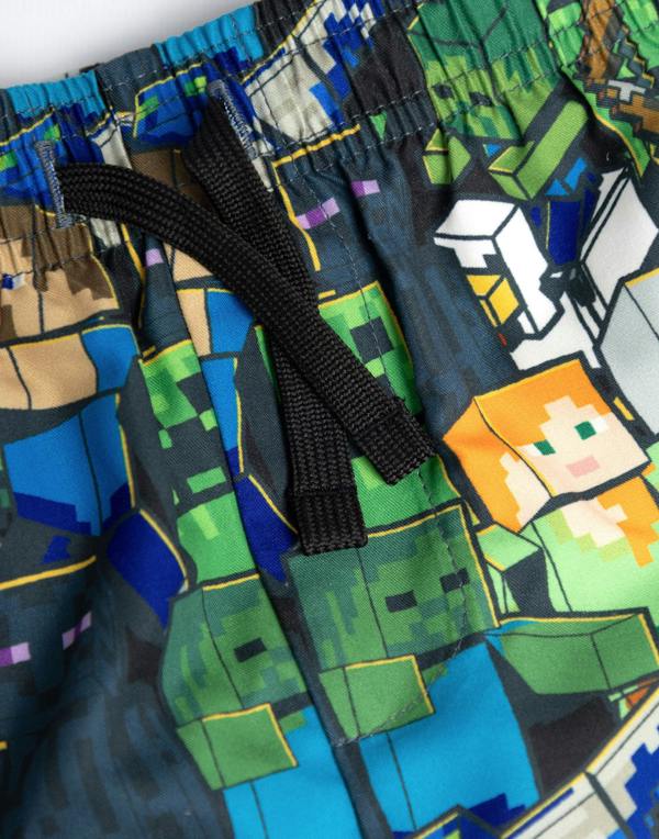 Vanilla Underground Minecraft Boys Green Oversized Character Swim Shorts