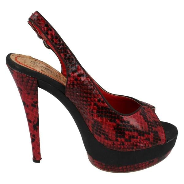 Spot On Ladies Spot On Snake Print Slingback Heels