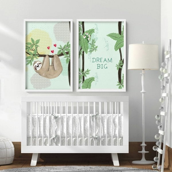 Wall prints for nursery | set of 2 Sloths wall art prints