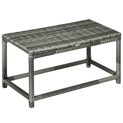 Wyld Haus Vemiro Grey Rattan Rectangular Outdoor Coffee Table With Open Frame