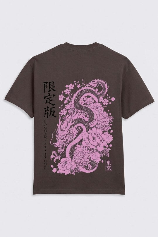 London Attitude Japanese-Inspired Dragon Graphic T-Shirt