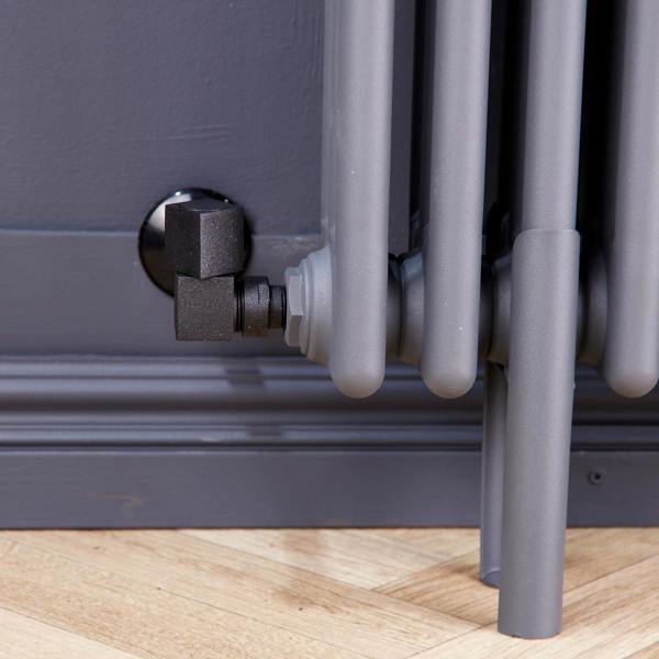 Flode Corner Square Manual Radiator Valve Pack | 15mm x 1/2″ | Anthracite