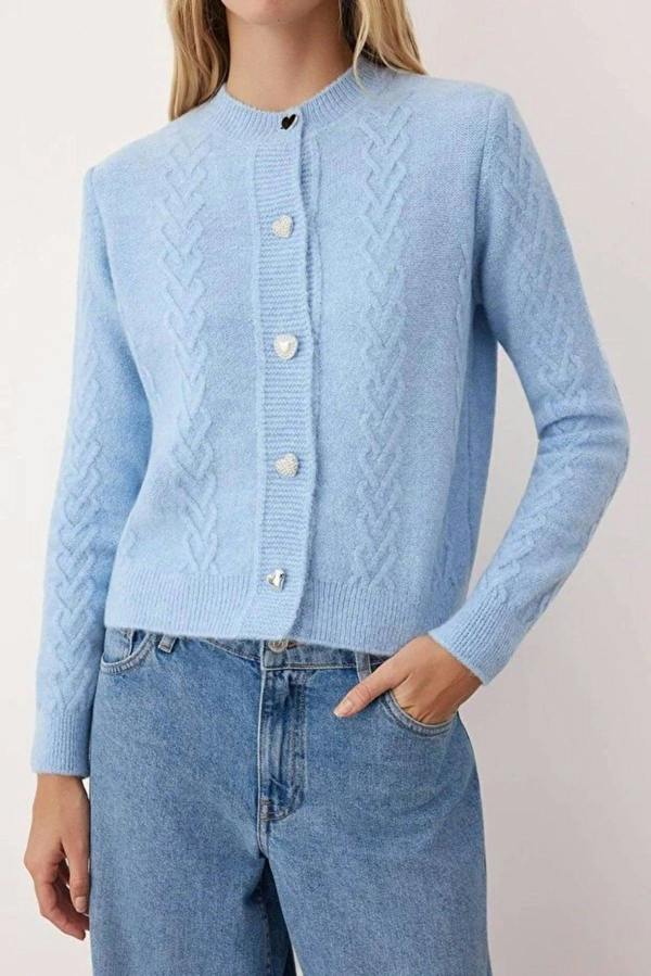 WOVCOR Soft Textured Knit Cardigan with Button Details