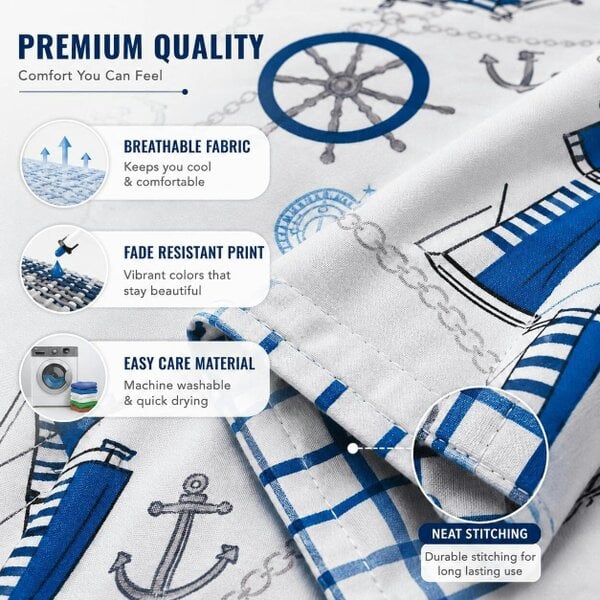 Night Zone Jake Sailor Coastal Ship Duvet Cover Set – Reversible Nautical Bedding with Pillowcases
