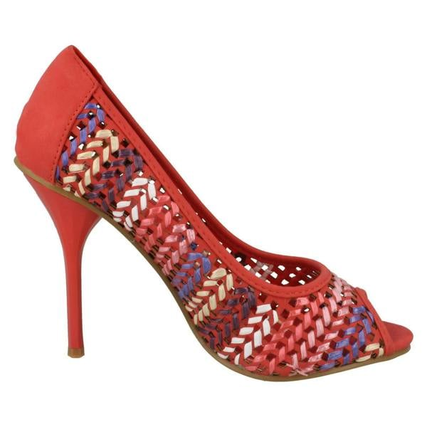 Spot On Ladies Spot On Heeled Peep Toe Court Shoe