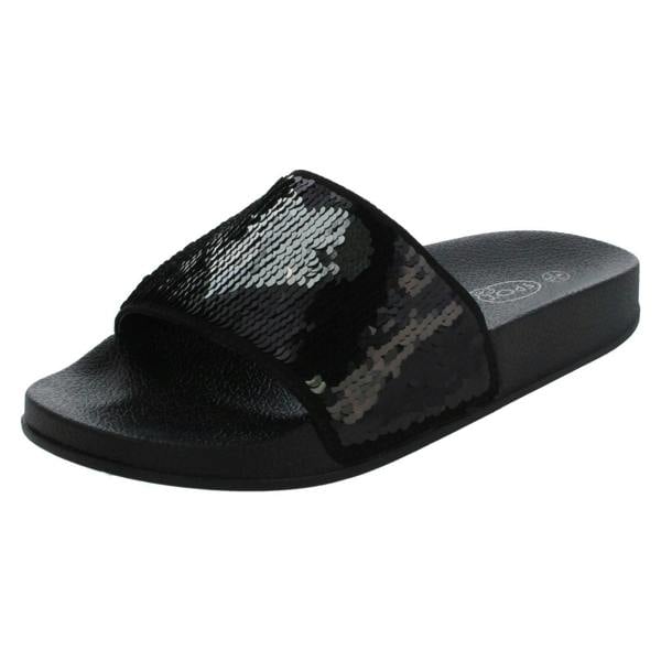Spot On Ladies Spot On Reversible Heart Sequin Sliders F00154
