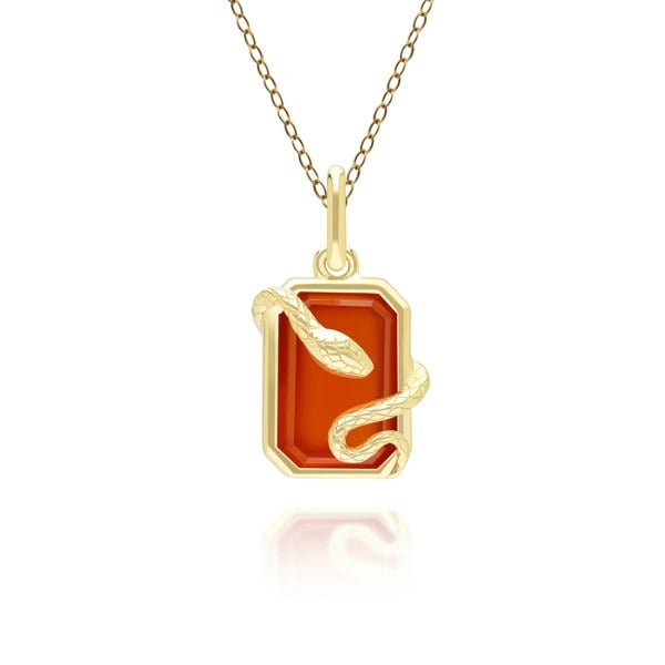 Gemondo Grand Deco Carnelian Snake Wrap Pendant Necklace In Gold Plated Sterling Silver