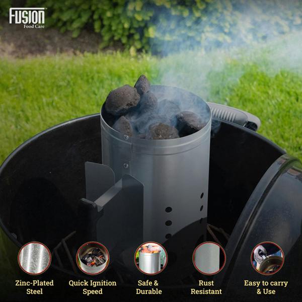 Fusion Food Care Fusion Food BBQ Chimney Starter Charcoal Barbecue Fire Starter With Heat Insulated Safety Handle Briquettes Firelighter