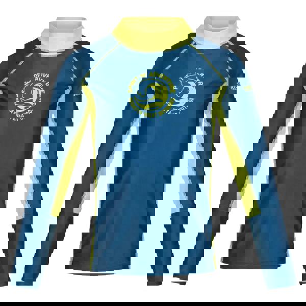 Regatta Childrens/Kids Hoku II Contrast Detail Swim Top - Moroccan Blue/Citron Lime - 