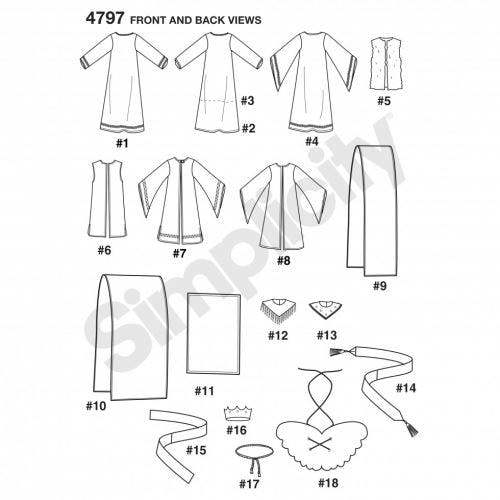 Simplicity Sewing Pattern 4797, Costumes for Kids, S-M-L - Intermediate