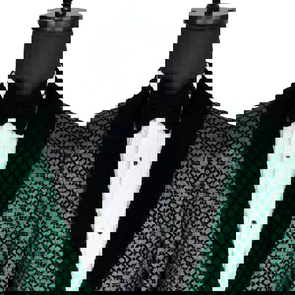 Washington Jacquard Velvet Shawl Lapel Blazer - Green