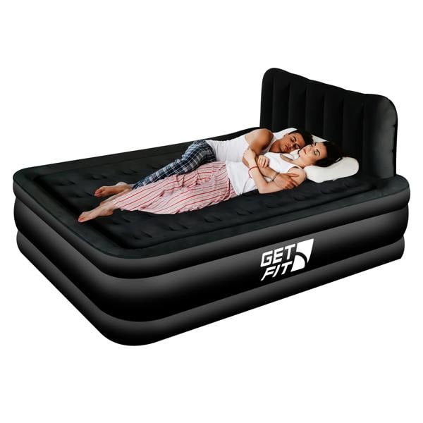 Get Fit Blow Up Air Bed With Built In Electric Pump - Headboard & Free Inflatable Pillow - King