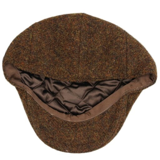 Heather Hats & Accessories Genuine Harris Tweed Wool Flat Cap, Satin Lining, Outdoor Wear, Copper