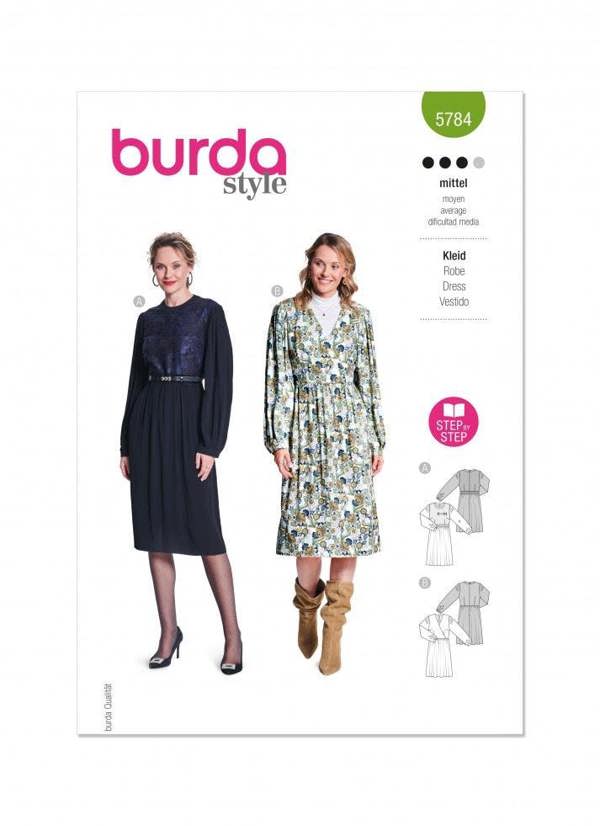 Burda Sewing Pattern 5784 Dresses For Women, 10-20 (36-46) - Intermediate