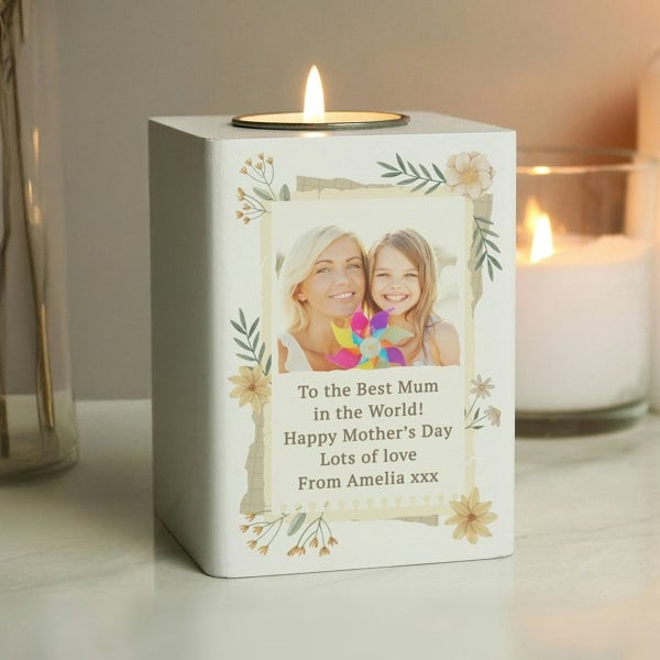 Personalised Memento Company Personalised Wild Flowers Photo Upload Tealight Holder