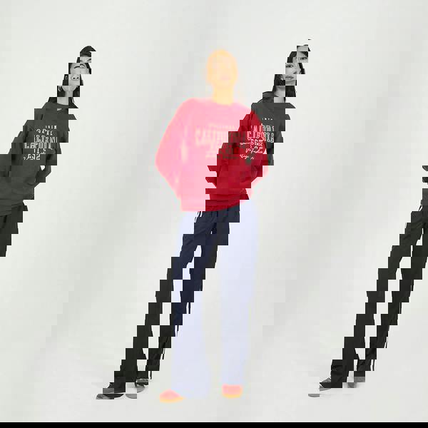 Brave Soul Red Crew Neck Embroidered Sweatshirt - Red Image 3