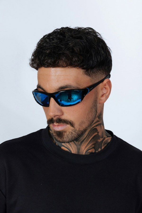 SVNX Outdoor Racer Sunglasses in Black Blue with Hard Case