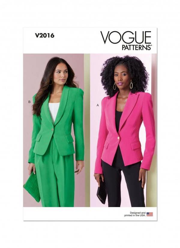 Vogue Sewing Pattern 2016, Jackets for Women, H5 (6-8-10-12-14) - Intermediate