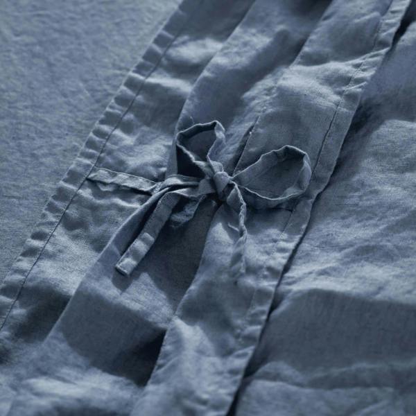 Denim Blue French Linen 40cm Deep Fitted Sheets detail view 1 | Soak and Sleep