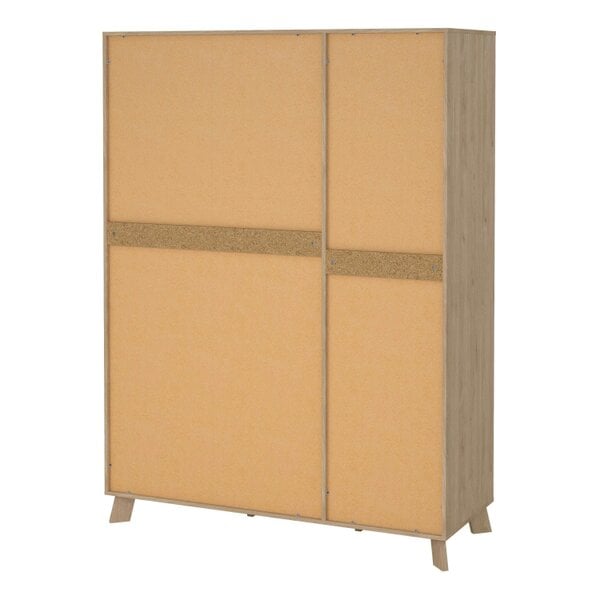 Wyld Haus Lira Jackson Hickory Oak Wood and White Wardrobe 3 Doors  2 Drawers with Mirror