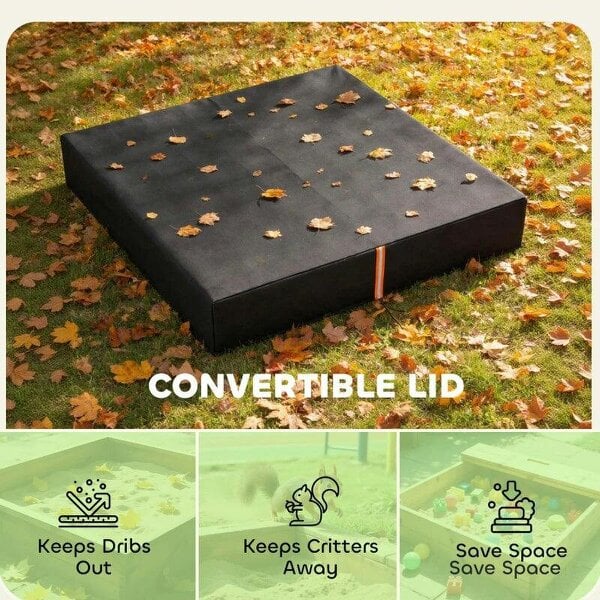 Bobobiy Sandbox Cover, Square Sandpit Cover Waterproof Dustproof UV Protection, Sandbox Canopy with Drawstring and Elastic Band