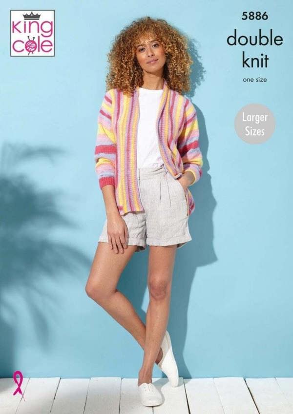 King Cole Tropical Beaches DK Knitting Pattern 5886, Jackets, Wraps, Cardigans for Women, 32 - 50 Inches