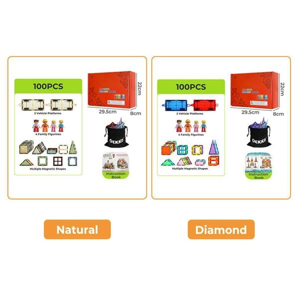 Dekko 100PC Magnetic Building Tiles Kid Creative 3D Educational Construction Toy