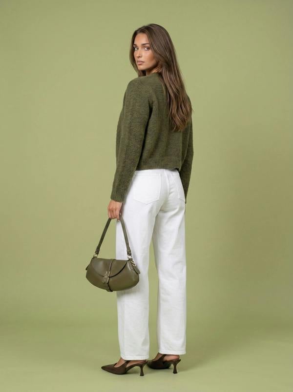 Urban Bliss Wool Cropped Cardigan Khaki