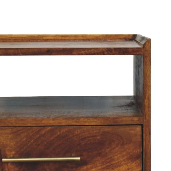 Artisan Furniture Solid Wood Valenza Open Frame Bedside, 2 Drawers & 1 Open Slot, Brown