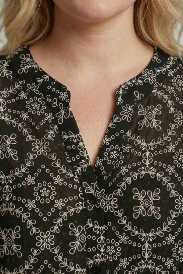 Black | Curve Printed Relaxed Longline Shirt
