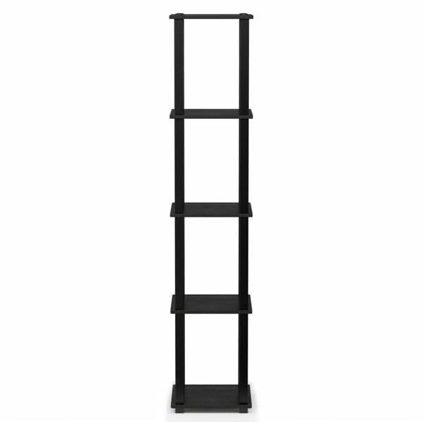 WALPLUS Turn-S-Tube 5-Tier Corner Square Rack Display Shelf with Square Tube, Americano/Black perfect for organized storage and display