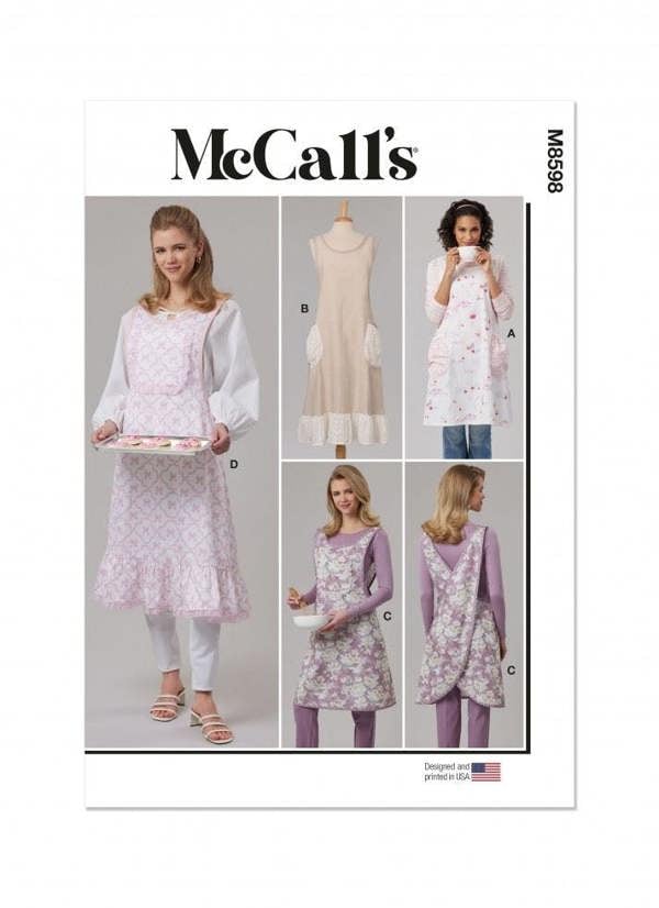 McCalls 8598 Paper Sewing Pattern – Women's Apron, Size XS-XL, Easy