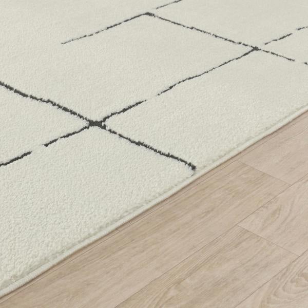 Livabliss Freud-Modern Ivory Black High Pile Rug