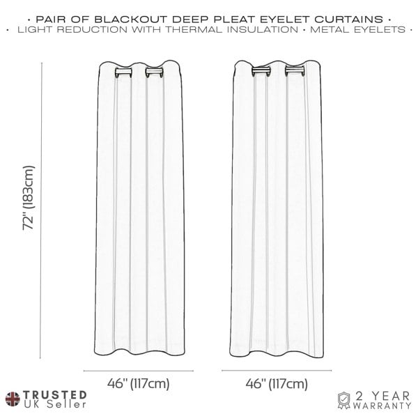 Olive Eyelet Curtains - Thermal Blackout Curtains  - 46 x 72 Inch Drop - 2 Panel Image 7