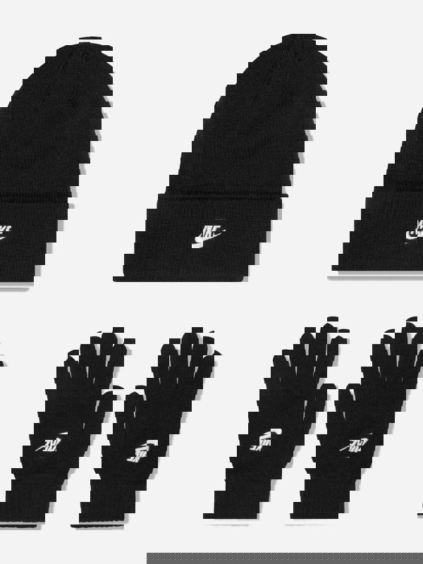 Nike Boys Futura Beanie Hat And Gloves Set in Black