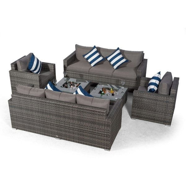 Giardino Sydney 8 Seater Rattan Sofa Set w/ 2 Ice Bucket Coffee Tables