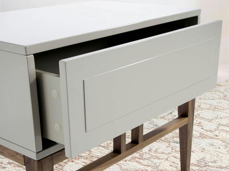 Angel Cerdá Beige and Walnut Wood Bedside Table 7035