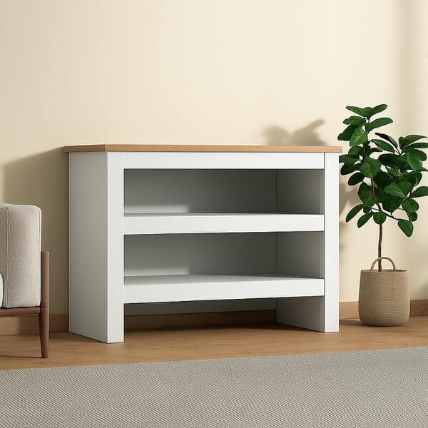 Kosy Koala Open Shoe Rack - Two-Tier Storage Shelf with Wooden Top